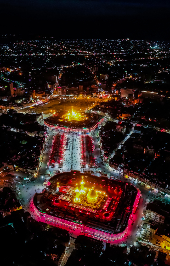 تصویر هوایی از حرم امام حسین (ع) و بین الحرمین